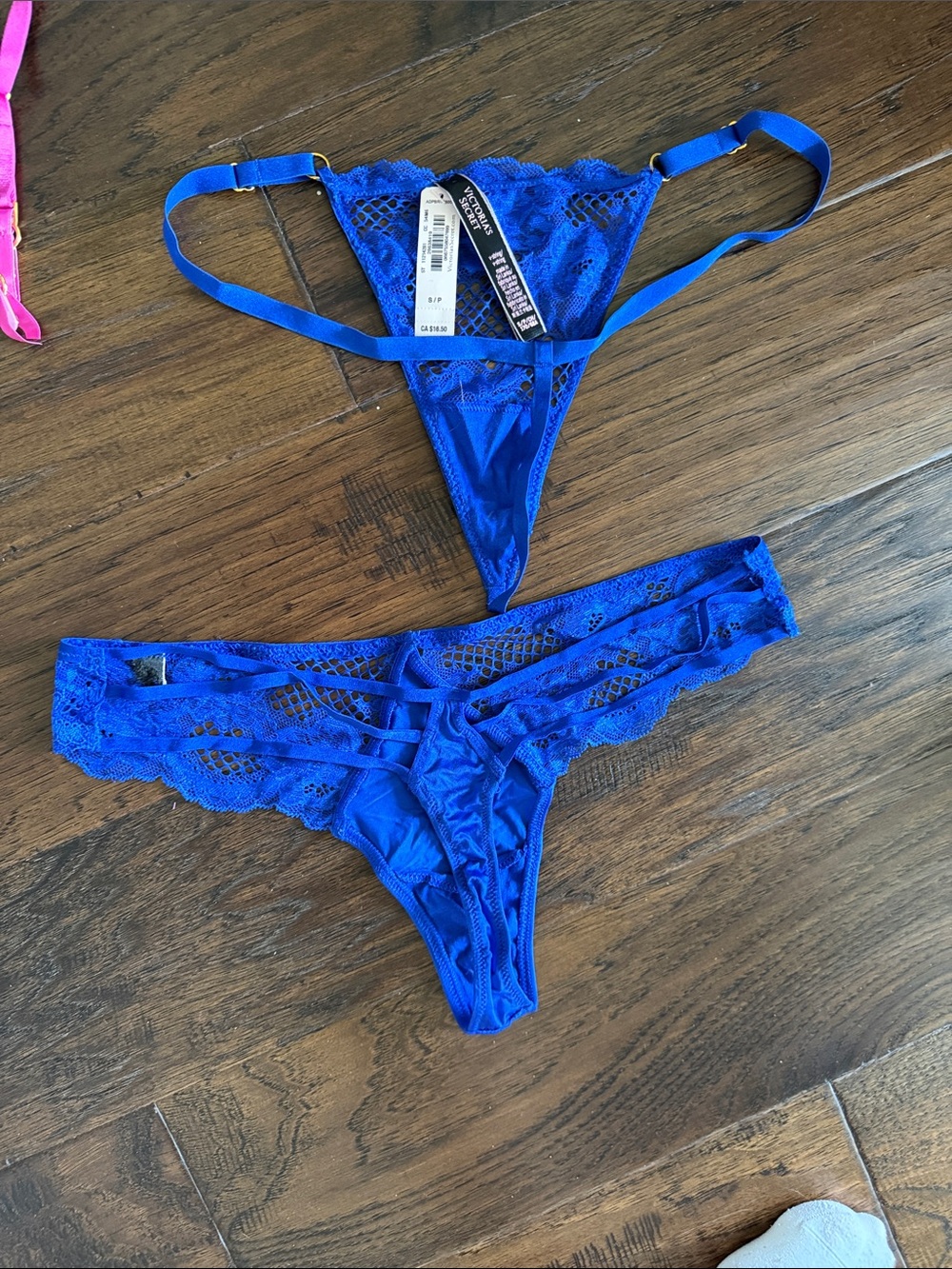 Victoria's Secret Royal Blue Lace Thong & Bikini Set